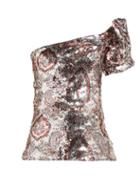 Matchesfashion.com Isabel Marant - Ocho Sequinned One Shoulder Top - Womens - Silver Multi