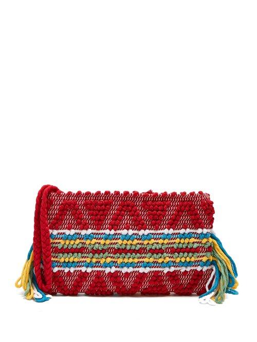 Matchesfashion.com Antonello Tedde - Piattina Cotton Horizontal Stripe Clutch - Womens - Red Multi