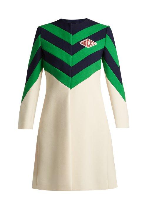 Matchesfashion.com Gucci - Chevron Stripe Wool Coat - Womens - White Multi