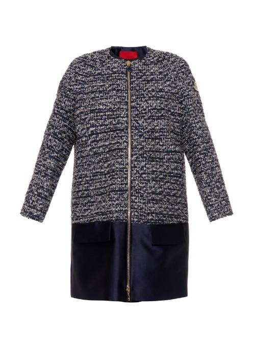 Moncler Gamme Rouge Collarless Tweed And Duchess-satin Coat