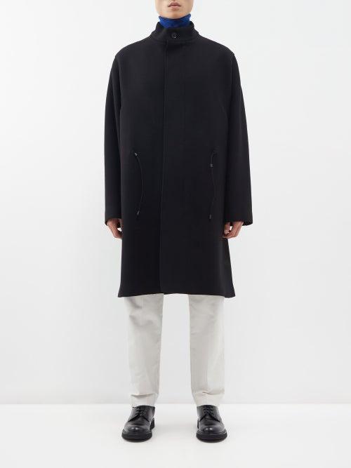 Zegna - High-neck Wool Overcoat - Mens - Black