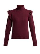 Matchesfashion.com Masscob - Ada Ruffled Roll Neck Wool Blend Sweater - Womens - Burgundy