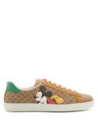 Matchesfashion.com Gucci - Ace Mickey Mouse Canvas Trainers - Mens - Brown