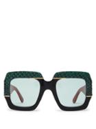 Matchesfashion.com Gucci - Contrast Panel Square Frame Sunglasses - Womens - Black Green
