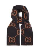 Matchesfashion.com Gucci - Gg Jacquard Wool Blend Scarf - Mens - Grey