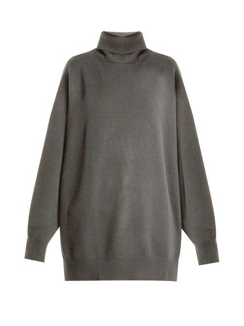 Matchesfashion.com Raey - Split Side Roll Neck Cashmere Sweater - Womens - Grey