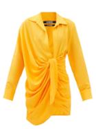 Jacquemus - Bahia Plunge-neck Tie-waist Shirt Dress - Womens - Orange