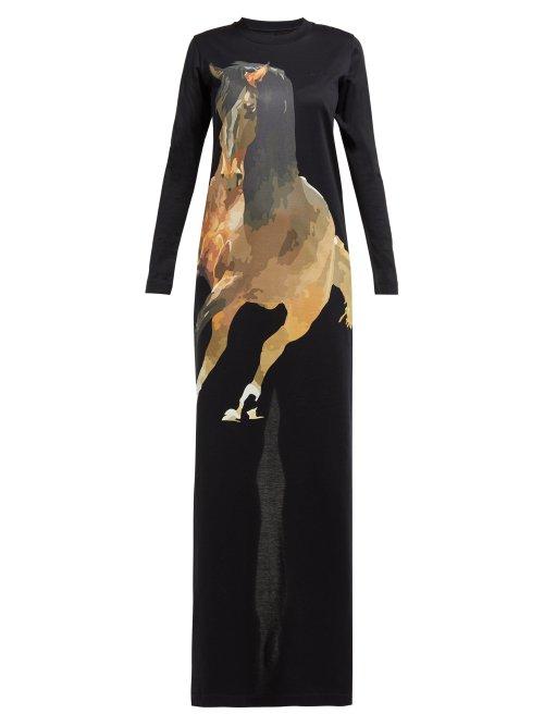 Matchesfashion.com Marques'almeida - Horse Print Jersey Maxi Dress - Womens - Black Multi