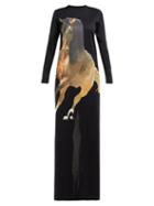 Matchesfashion.com Marques'almeida - Horse Print Jersey Maxi Dress - Womens - Black Multi