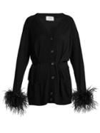 Prada V-neck Feather-embellished Wool Cardigan