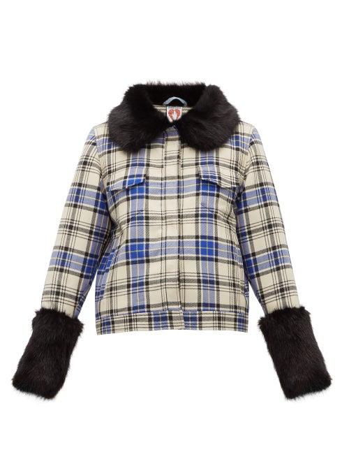 Matchesfashion.com Shrimps - Brutus Checked Wool Jacket - Womens - Blue Multi