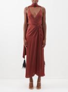Johanna Ortiz - Firmament Tassel-trim Silk-blend Dress - Womens - Brown