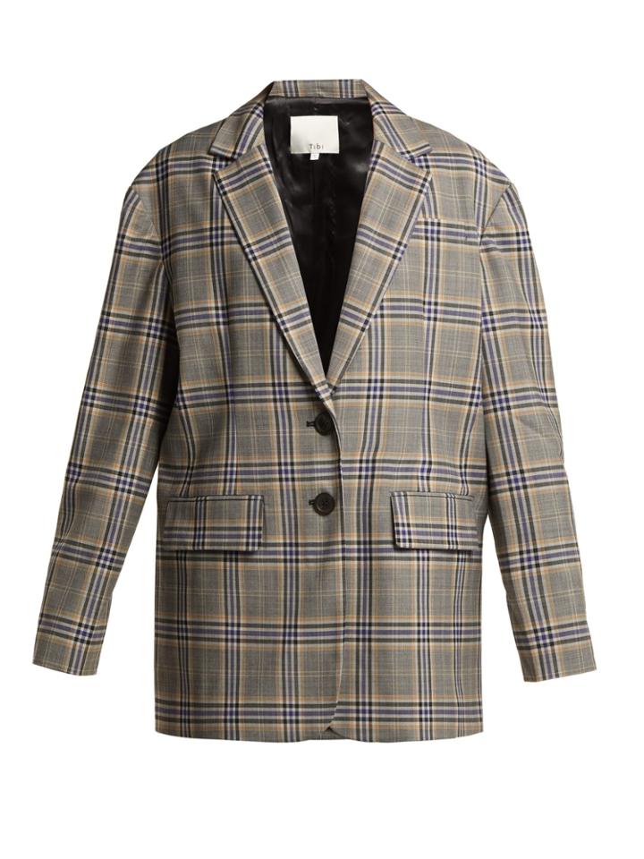 Tibi Lucas Oversized Checked Woven Blazer