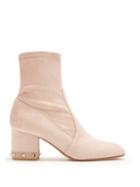 Matchesfashion.com Valentino - Rockstud Suede Ankle Boots - Womens - Nude
