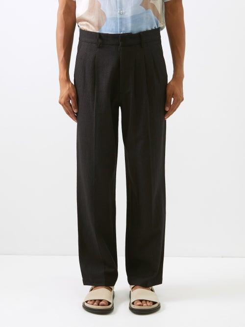 Commas - Pleated Cotton Straight-leg Trousers - Mens - Black