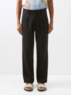 Commas - Pleated Cotton Straight-leg Trousers - Mens - Black