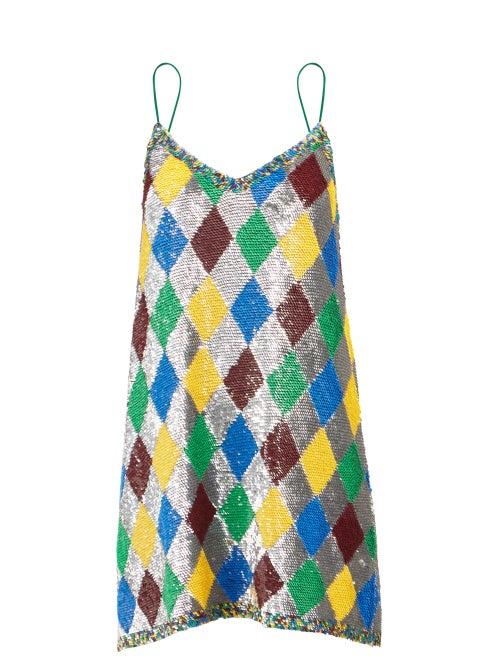 Ashish - Harlequin Sequinned Mini Dress - Womens - Multi