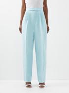 Roland Mouret - High-rise Pleated Wool-blend Suit Trousers - Womens - Blue