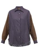 Matchesfashion.com La Prestic Ouiston - Varenne Polka Dot Print Silk Shirt - Womens - Navy Multi