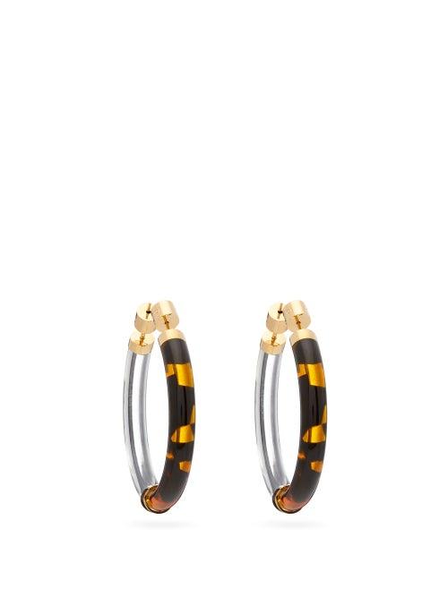 Matchesfashion.com Fendi - Tortoiseshell-acetate Hoop Earrings - Womens - Brown