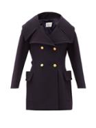 Matchesfashion.com Valentino - Exaggerated-lapels Double-breasted Wool Peacoat - Womens - Navy