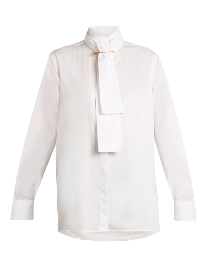Burberry High-neck Cotton-herringbone Shirt