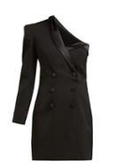 Matchesfashion.com Dundas - One Shoulder Tuxedo Wool Blend Mini Dress - Womens - Black