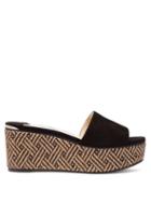 Matchesfashion.com Jimmy Choo - Dee Dee Woven Wedge Suede Mules - Womens - Black Tan