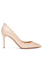 Matchesfashion.com Valentino - Rockstud Grained Leather Pumps - Womens - Rose Gold