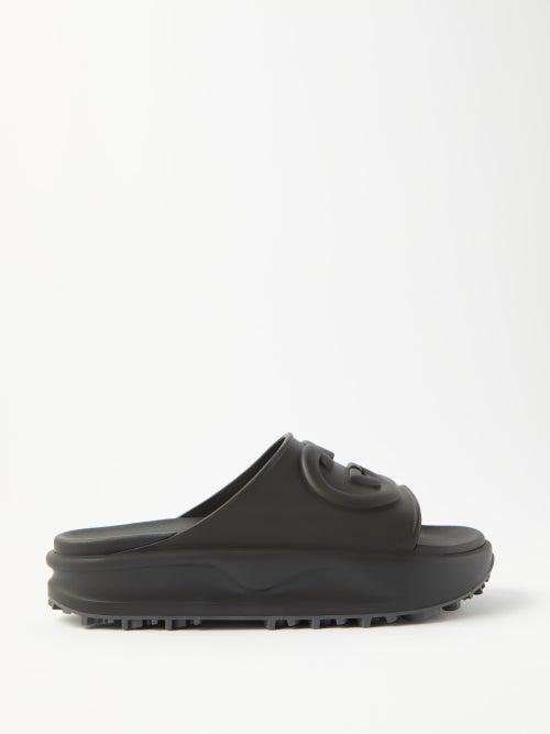 Gucci - Gg-logo Moulded-rubber Slides - Mens - Black