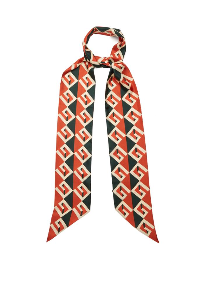 Gucci Geometric Logo-print Silk-twill Scarf