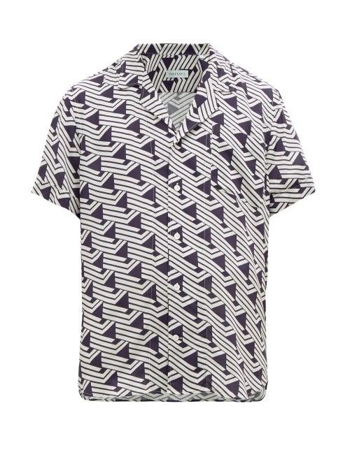 Matchesfashion.com Odyssee - Triangle Print Poplin Shirt - Mens - Navy Multi