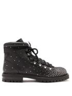 Matchesfashion.com Valentino - Rockstud Embellished Lace Up Leather Boots - Womens - Black