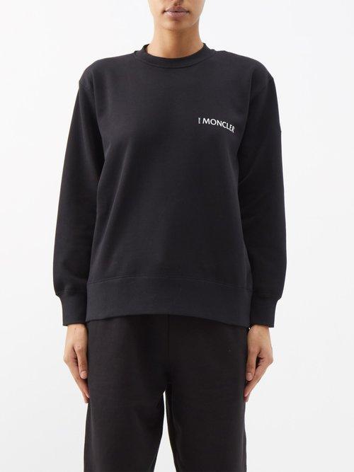 4 Moncler Hyke - Logo-print Cotton-blend Jersey Sweatshirt - Womens - Black