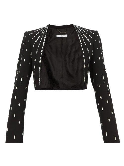 Matchesfashion.com Givenchy - Cropped Crystal Embellished Wool Jacket - Womens - Black