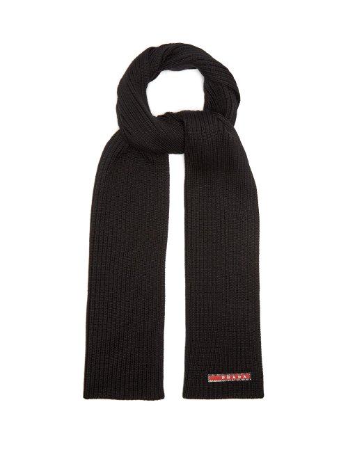 Matchesfashion.com Prada - Ribbed Knit Wool Scarf - Mens - Black