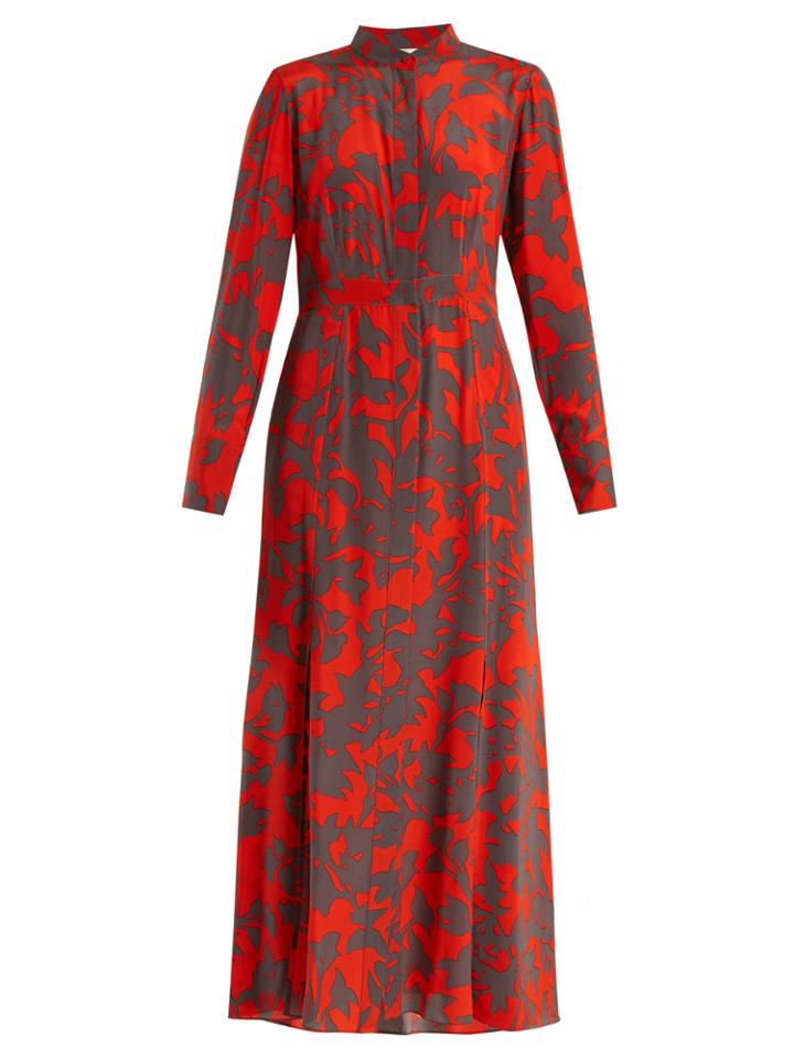 Diane Von Furstenberg Stand-collar Silk Crepe De Chine Dress