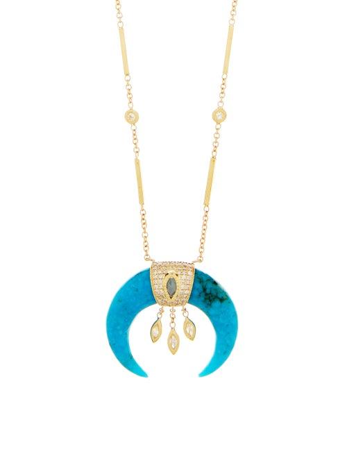 Matchesfashion.com Jacquie Aiche - Diamond & Turquoise Horn Gold Necklace - Womens - Blue
