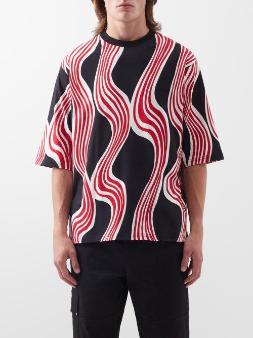 1 Moncler Jw Anderson - Wavy Printed Cotton-jersey T-shirt - Mens - Red Black