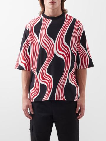 1 Moncler Jw Anderson - Wavy Printed Cotton-jersey T-shirt - Mens - Red Black