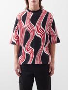 1 Moncler Jw Anderson - Wavy Printed Cotton-jersey T-shirt - Mens - Red Black