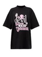 Vetements - Slogan-print Cotton-jersey T-shirt - Womens - Black Multi