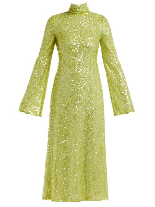 Matchesfashion.com Galvan - Oasis Cut Out Sequin Embellished Dress - Womens - Light Green