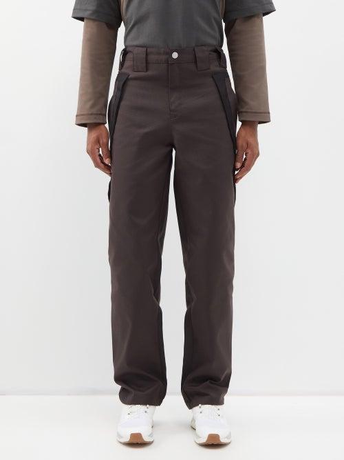 Affxwrks - Insert Panelled Nylon Trousers - Mens - Brown