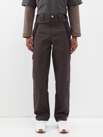 Affxwrks - Insert Panelled Nylon Trousers - Mens - Brown