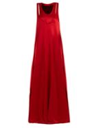 Valentino Scoop-neck Layered Satin-back Crepe Gown