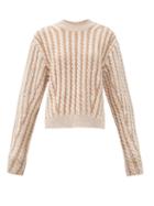 Matchesfashion.com Chlo - Chunky Cable-knit Side-slit Wool-blend Sweater - Womens - Beige