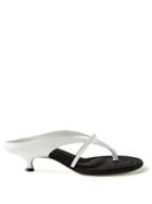 Khaite - Monroe Leather Kitten-heel Sandals - Womens - White