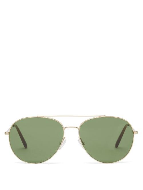 Mens Eyewear Oliver Peoples - Airdale Aviator Metal Sunglasses - Mens - Gold