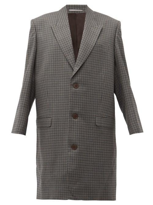 Matchesfashion.com Martine Rose - Oversized Checked Wool Overcoat - Womens - Grey